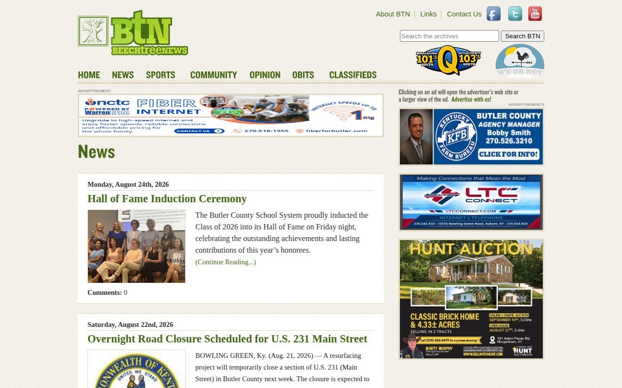 Butler County crime news on Beech Tree News local section