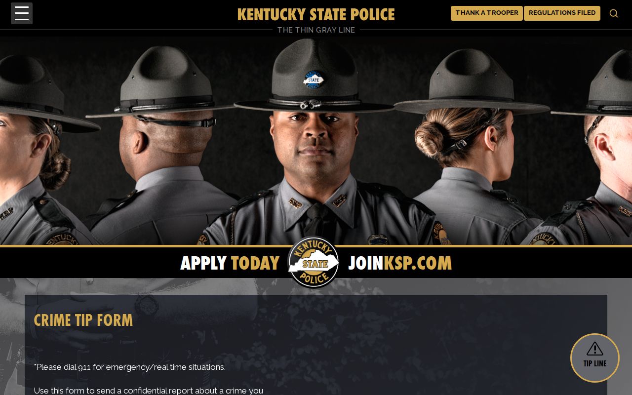 Butler County wanted information route on Kentucky State Police tip page