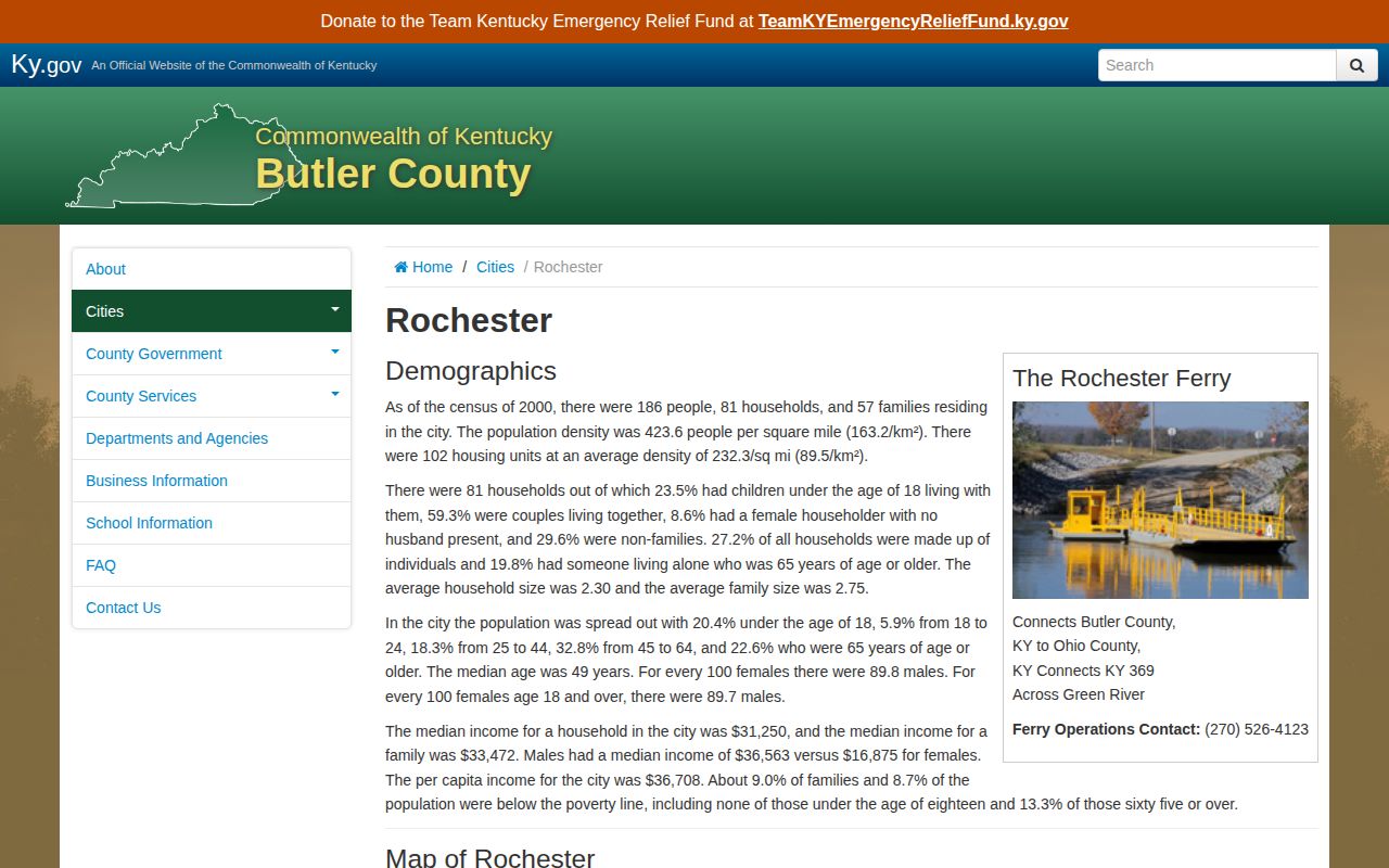 Rochester Butler County official city record page