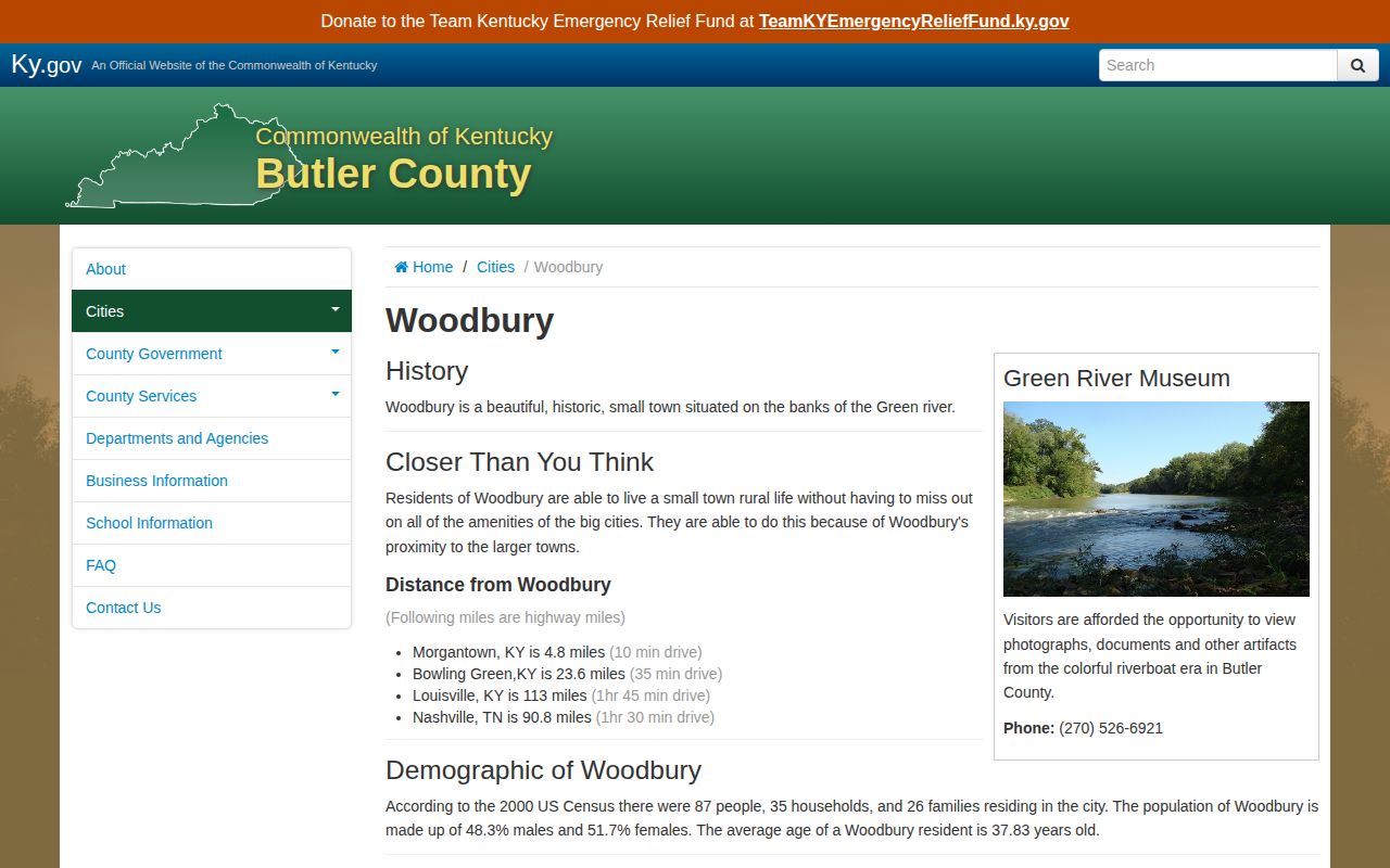 Woodbury Butler County official city information page